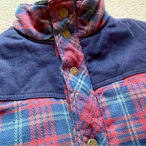 Kane & Unke Plaid Quilted Corduroy Vest Size Medium Navy Blue Burgundy Red - Picture 3 of 11